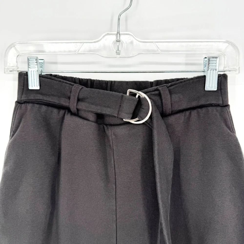 ZARA Barrel Leg Belted Sweatpant Trouser Washed Black/Grey‎ Size S Casual Lounge